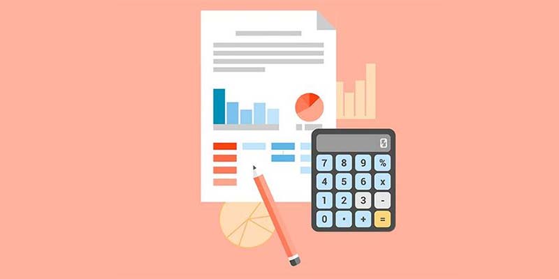 imagem de um papel e uma calculadora em desenhos