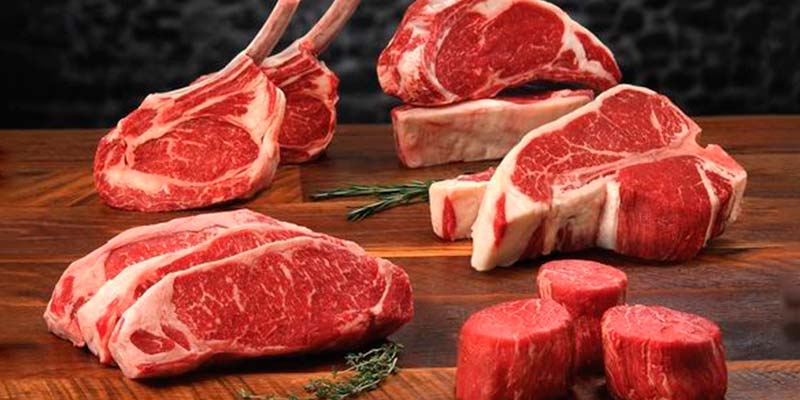 Peças de diferentes tipos de carnes