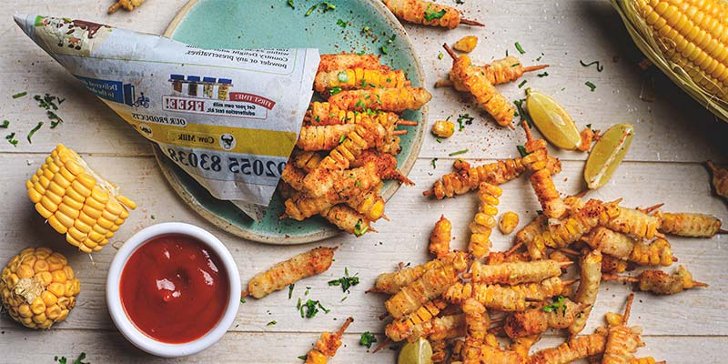 porção de milho assado