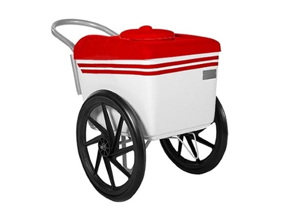 Carrinho de sorvete para massa e picolé vermelho e branco 
